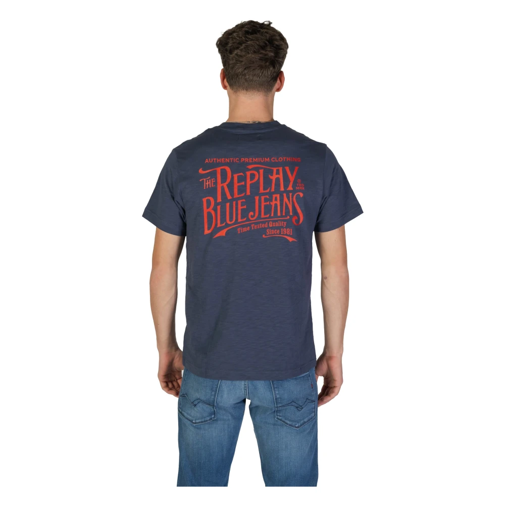 Replay Korte mouw katoenen T-shirt collectie Blue Heren