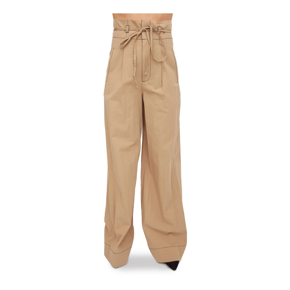 Twinset Women's Beige Wide Trousers, L, Wide Trousers