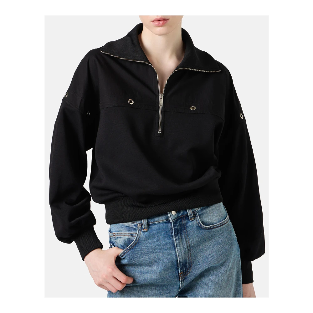 Iceberg Geknipte zwarte sweatshirt in scuba stof Black Dames