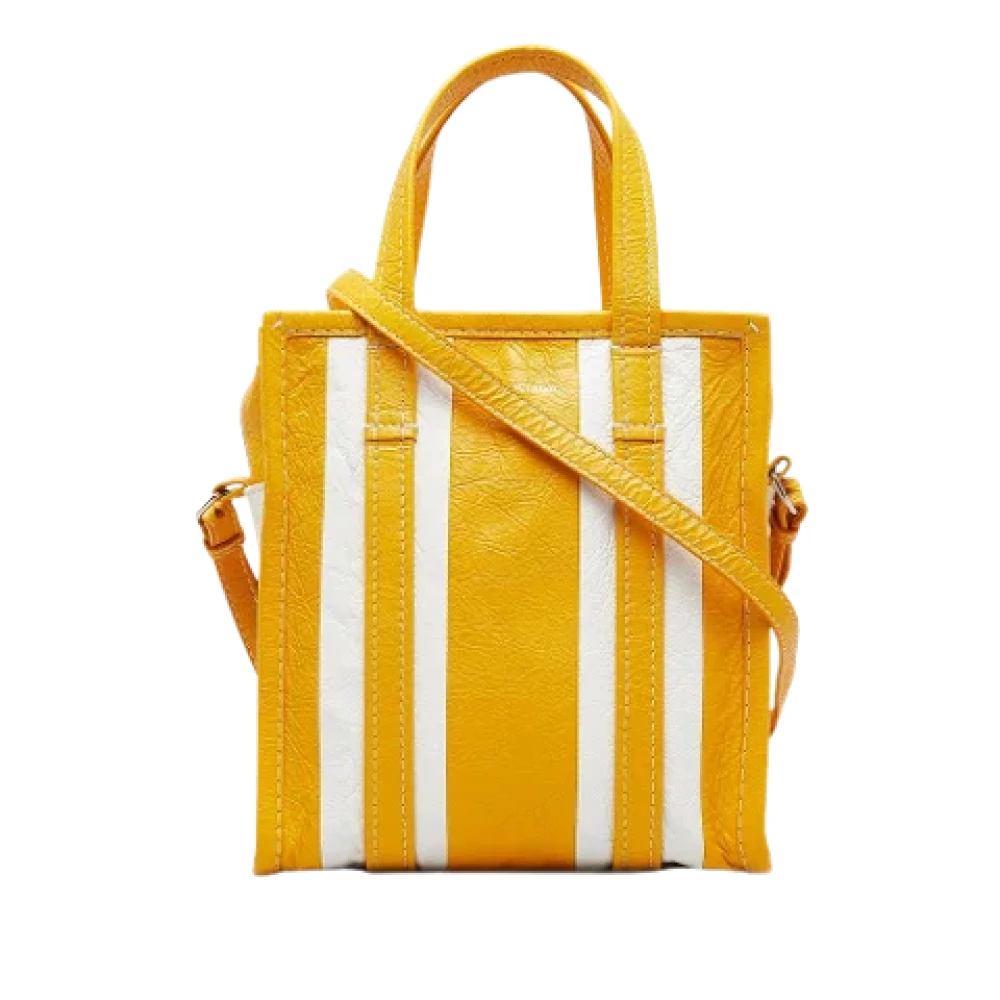 Balenciaga Vintage Gele Leren Balenciaga XS Bazar Shopper Yellow Dames