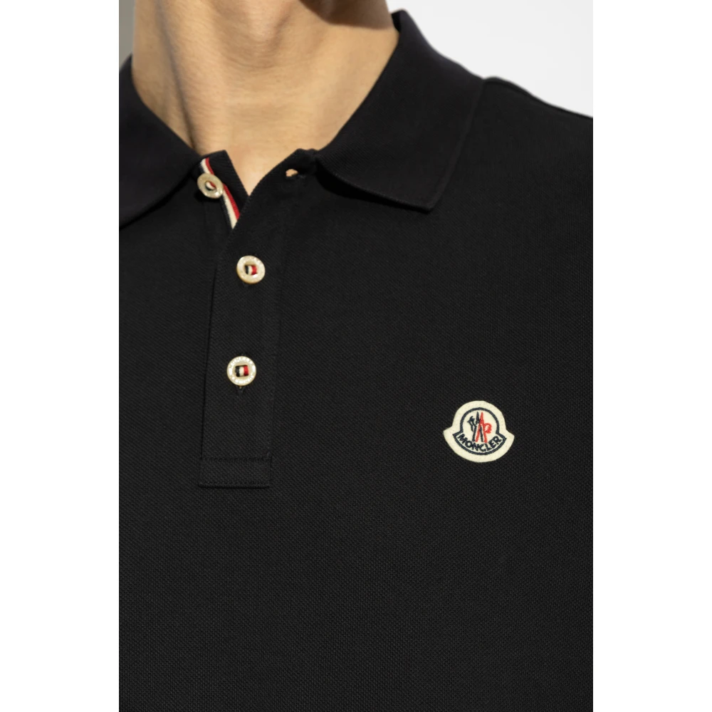 Moncler Katoenen polo met logopatch Blue Heren
