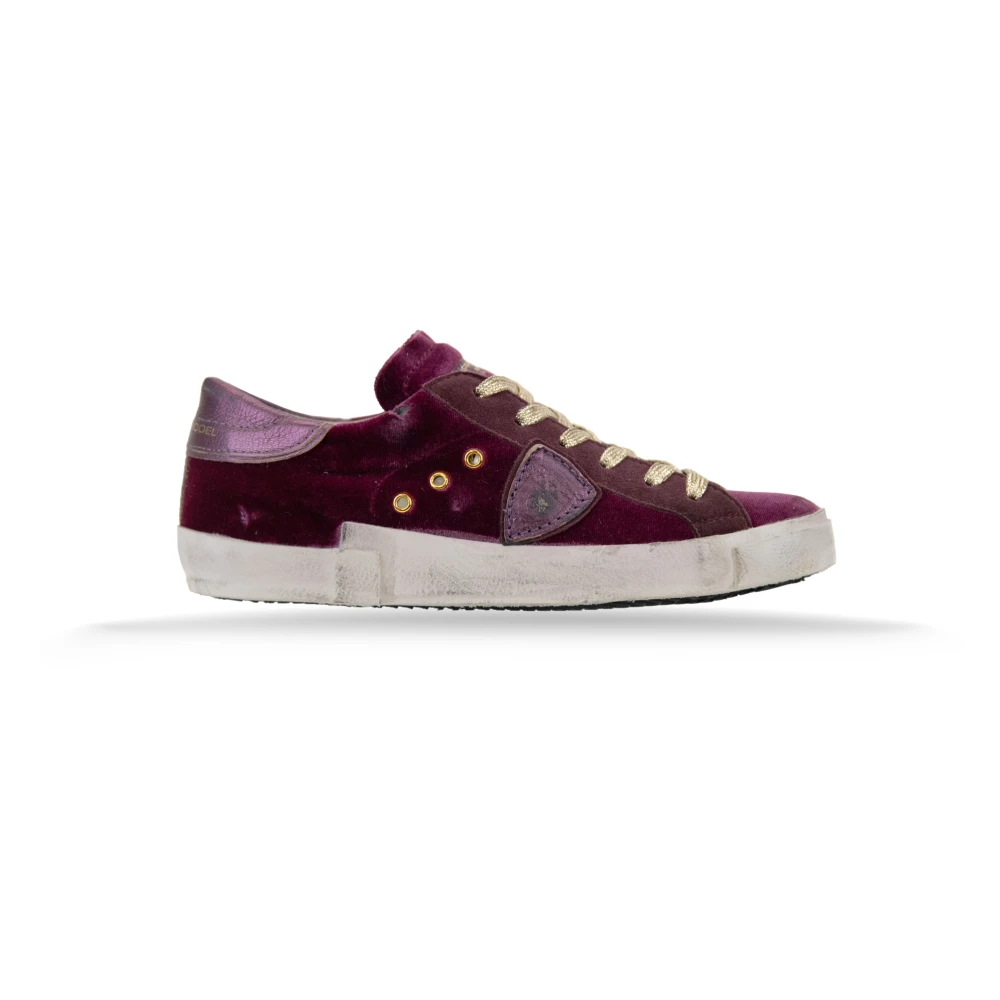 Philippe Model Fluwelen Vetersneakers Vintage Stijl Dames Schoenen Veelkleurig Multicolor