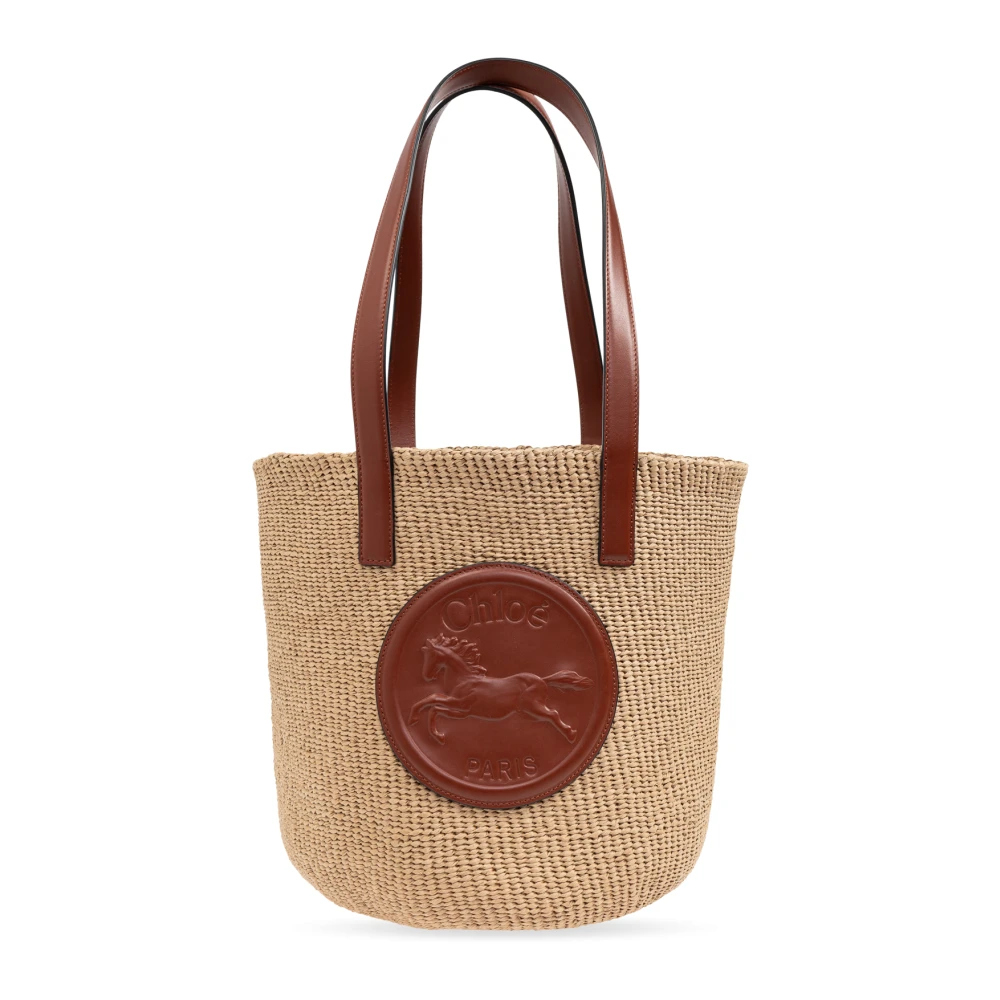 Chloé Women's Beige Bucket Bags, One Size, Horse Medal Large Shopper Bag