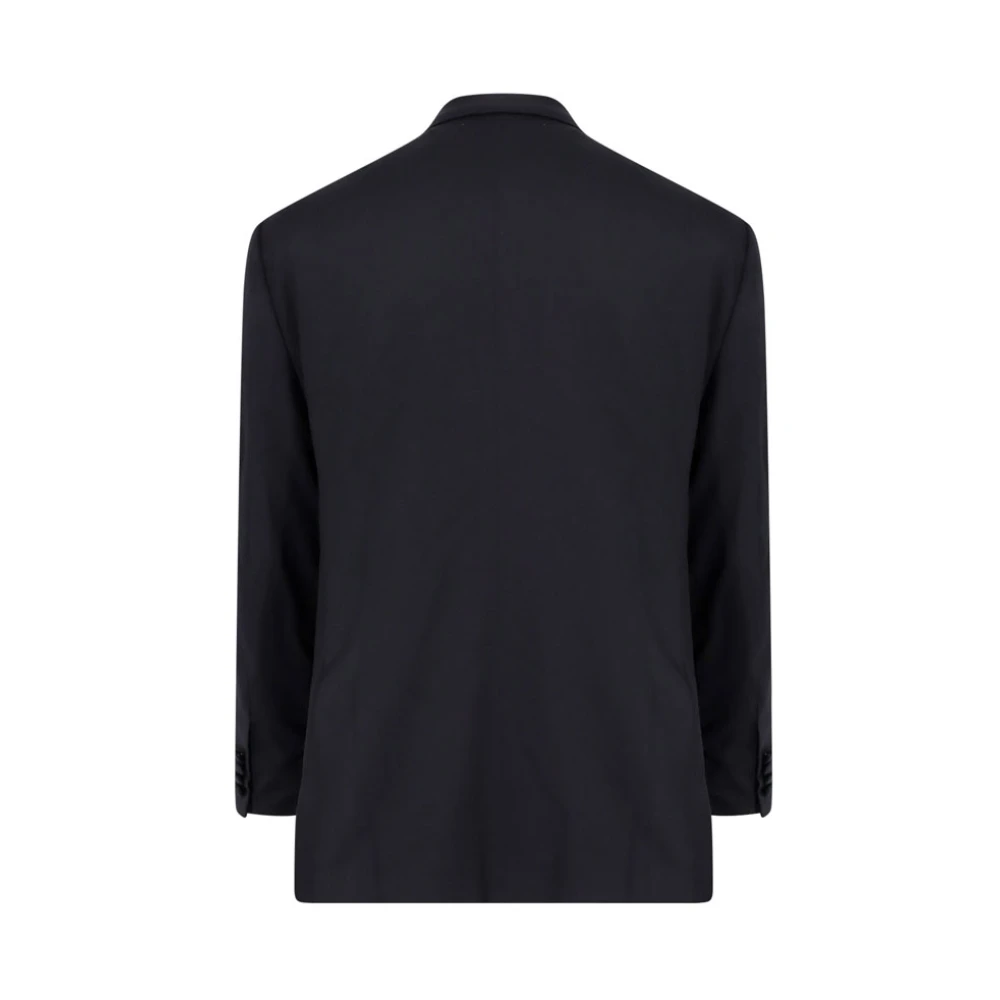 Kiton Peak Lapel Double-Breasted Wool Smoking Black Heren