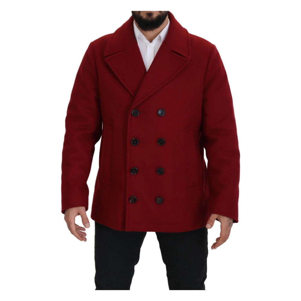 Dolce & Gabbana Men's Red Luxurious Double-Breasted Coat