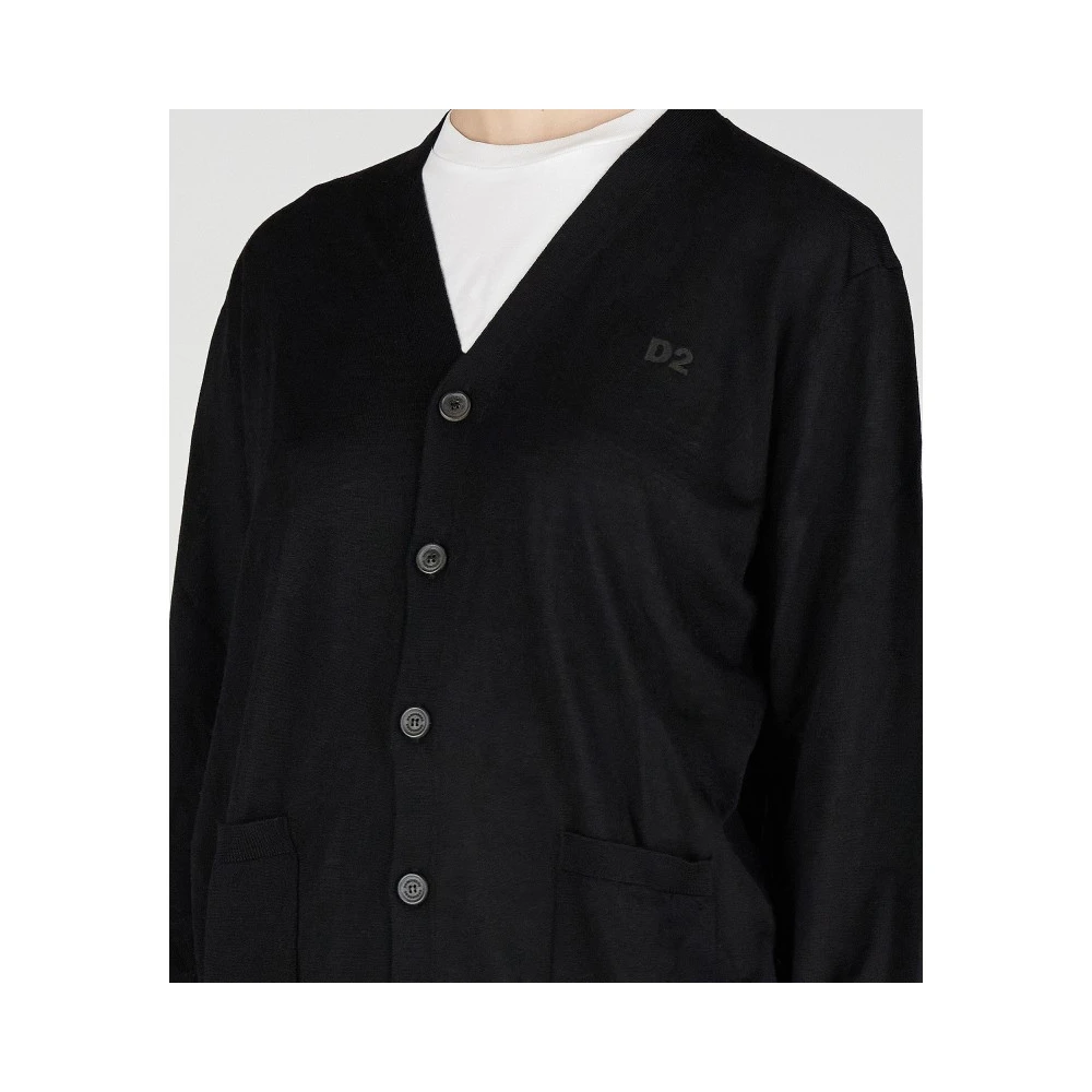 Dsquared2 Geborduurd logo wollen vest met zakken Black Dames