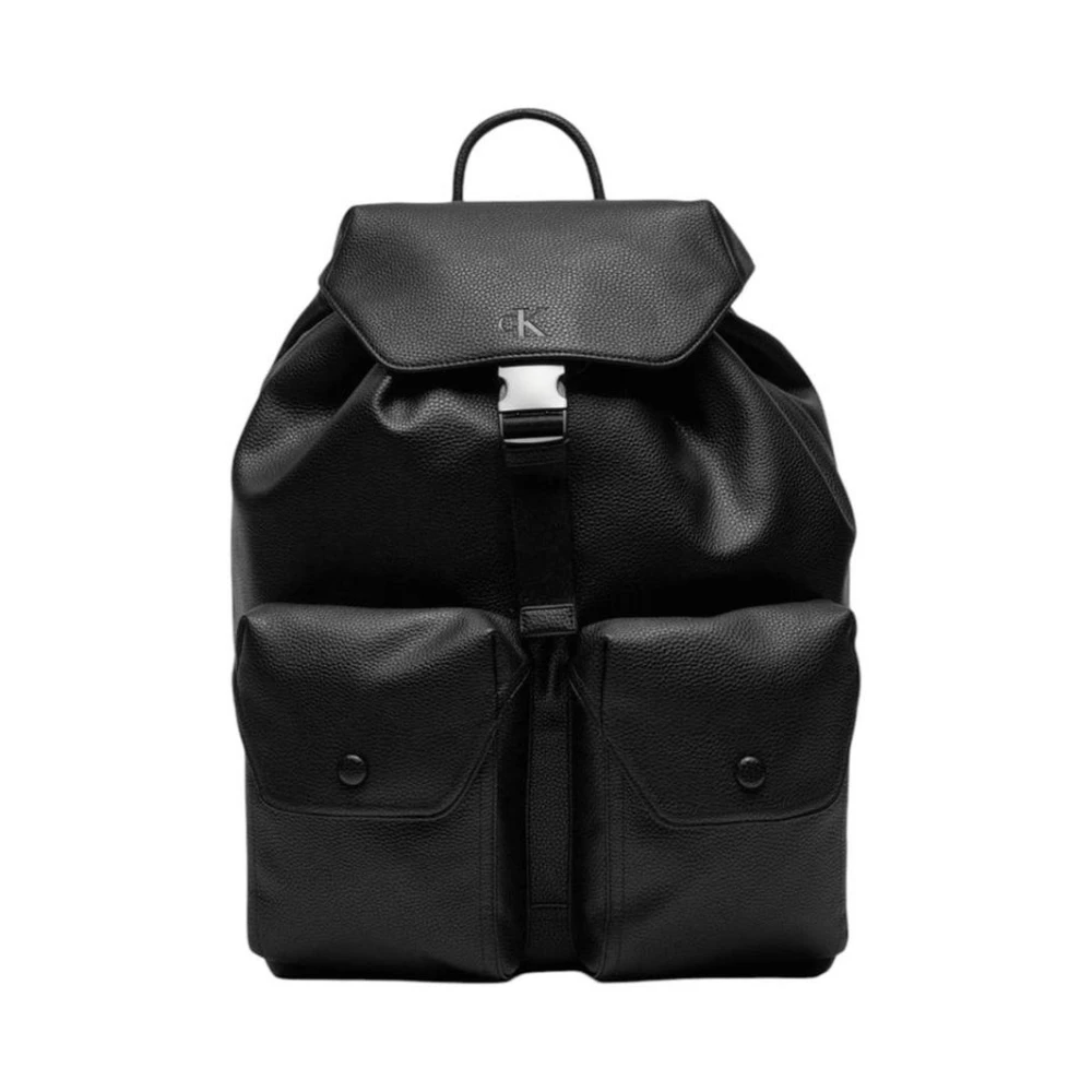 Calvin Klein Jeans Stedelijke Flap Rugzak met Geweven Banden Black Heren