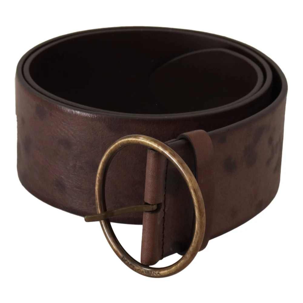 Dolce & Gabbana Donna Marrone - Cintura Larga In Pelle Di Vitello Con Logo E Fibbia Rotonda - Accessories - One Size