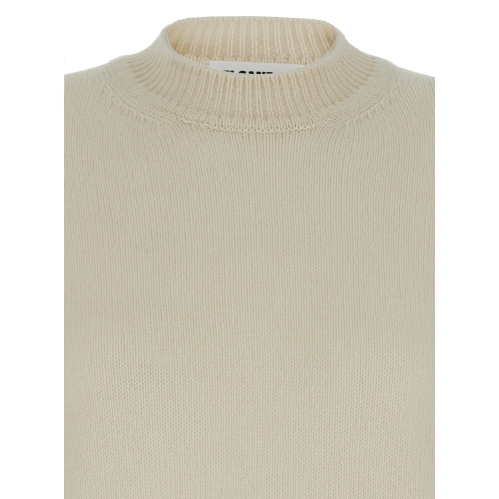 Jil Sander Witte Cashmere Crew Neck Sweater Beige Dames