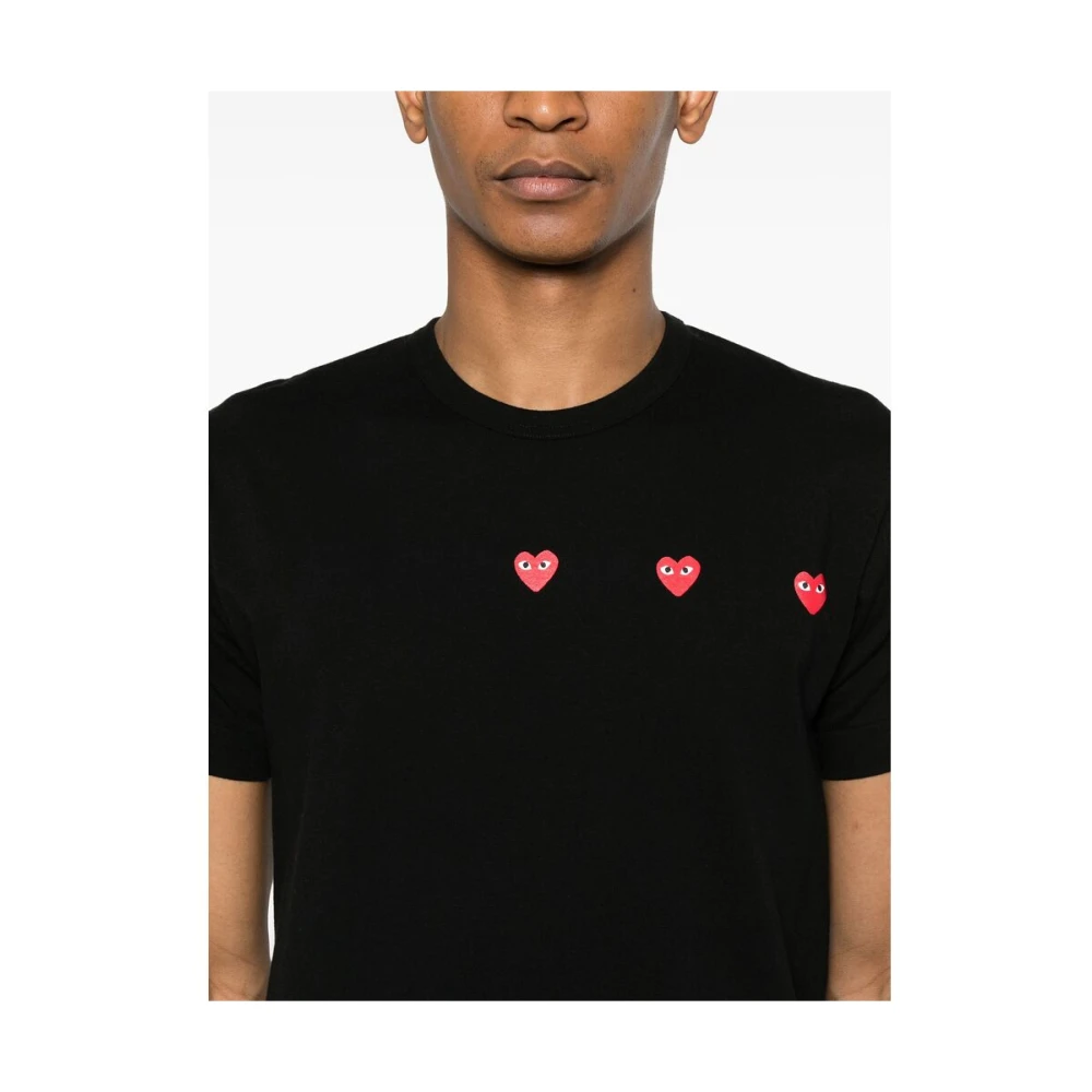 Comme des Garçons Play Zwart T-shirt met hartprint en ronde hals Black Heren