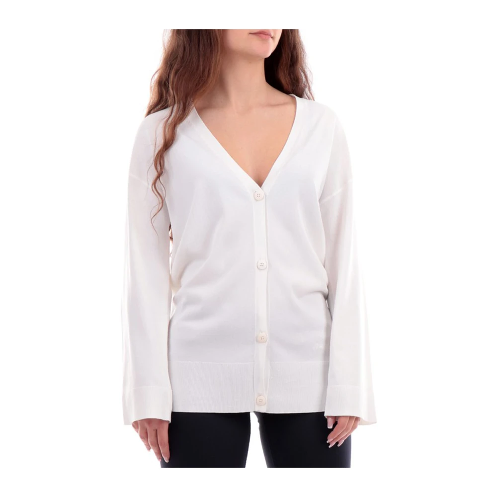 Emporio Armani Ivory Cardigan Sweaters met knoopdetail Beige Dames