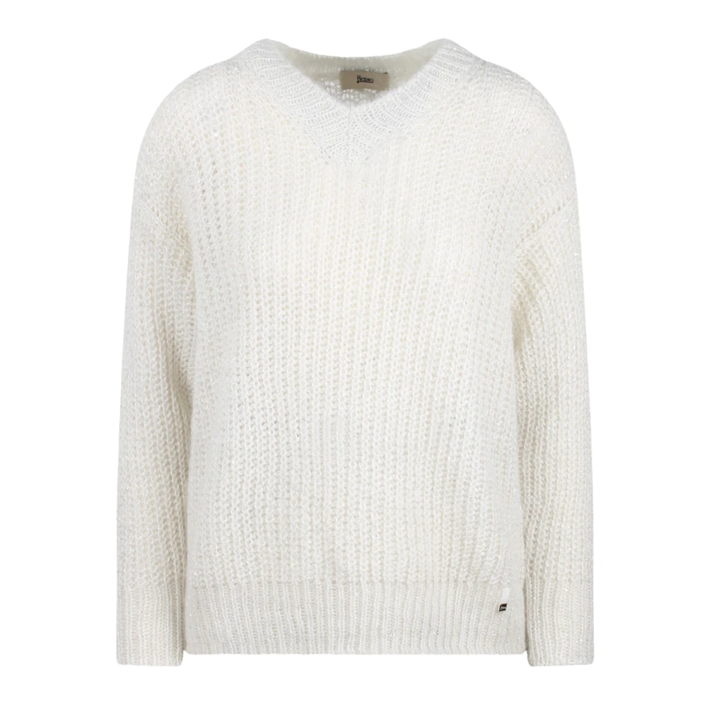 Herno Alpaca Blend Gebreide Trui Fw24 White Dames
