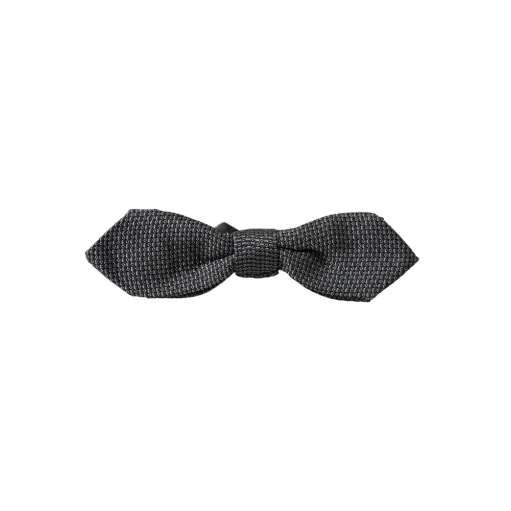 Dolce & Gabbana Grijze Zijden Verstelbare Hals Mannen Vlinderstrik Gray Heren