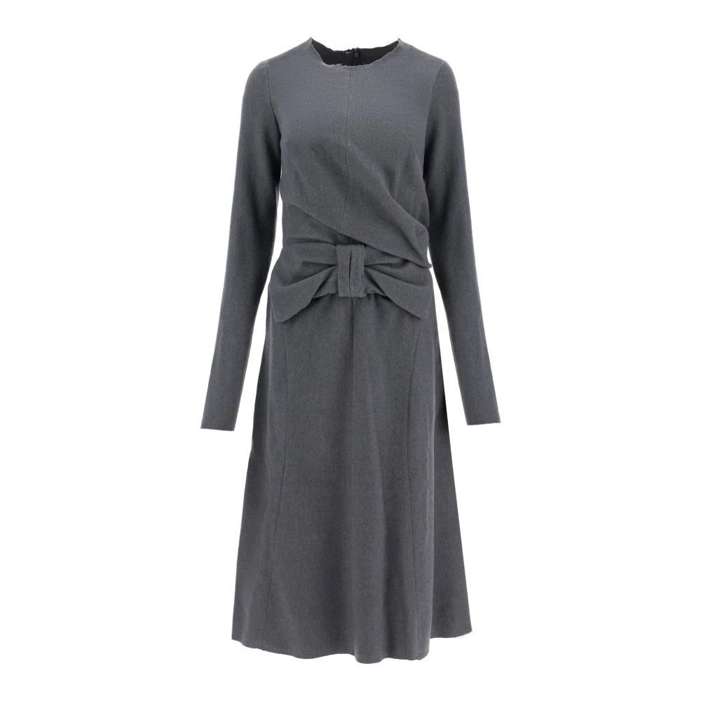 Maison Margiela Wollen Midi Jurk met Strik Detail Gray Dames