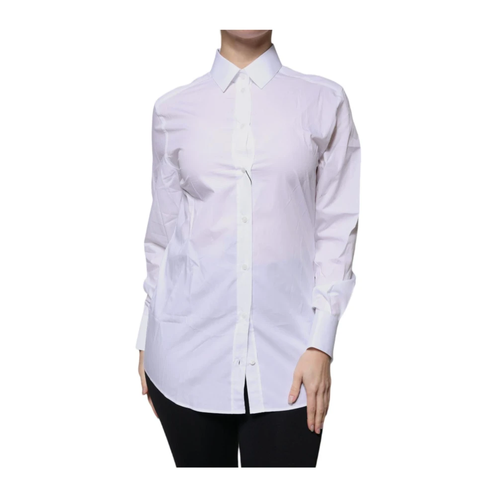 Dolce & Gabbana Women's White Cotton Collared Shirt