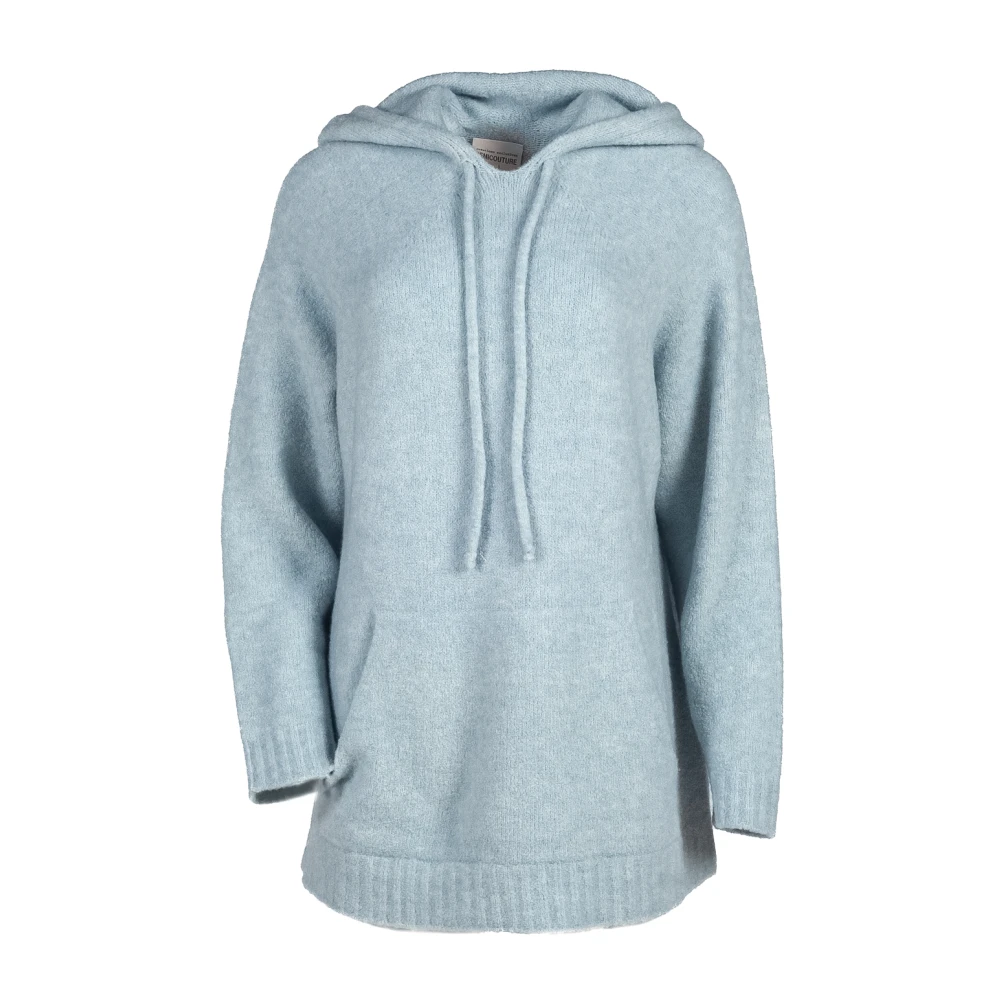 Semicouture Blå Anemone Stickad Hoodie Tröja Blue, Dam