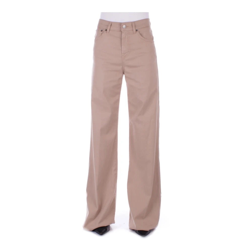 Dondup Women's Beige Trousers, Female,, Trousers With Logo Back Pocket W27
