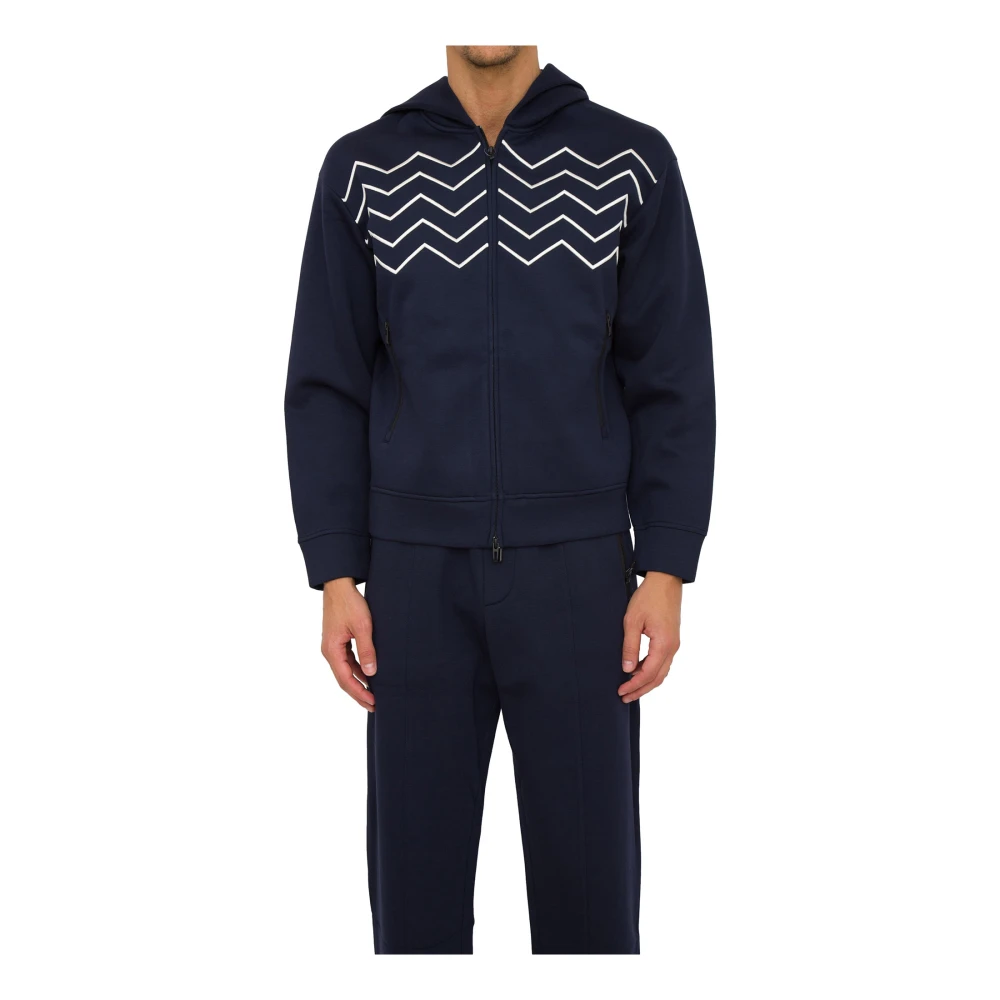 Emporio Armani Men's Blue Jerseywear For Stylish Look - Zip-Throughs - Xl - Sweatshirts & Hoodies