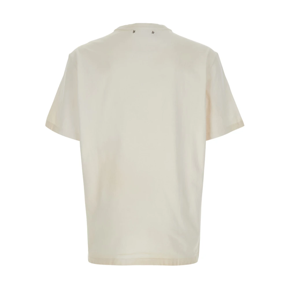 Golden Goose Wit Logo Print Crewneck T-Shirt Katoen White Heren