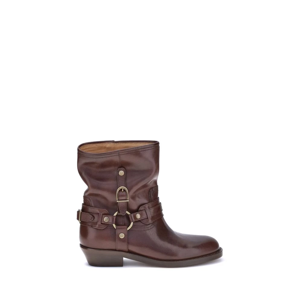 Isabel Marant Women's Brown Cowboy & Biker Boots, 3 Uk, Heiko Leather Ankle Boots