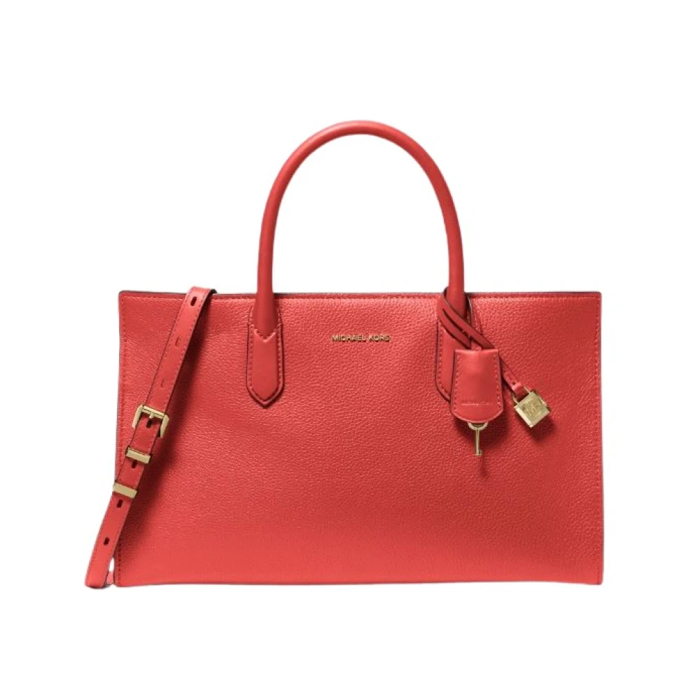 Michael Kors Ginny Medium Geweven Lederen Crossbody Tas Orange Dames