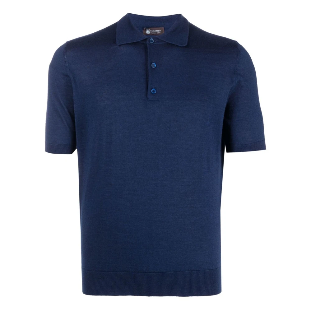 Colombo Luxe Cashmere Silk Polo Shirt Blue Heren
