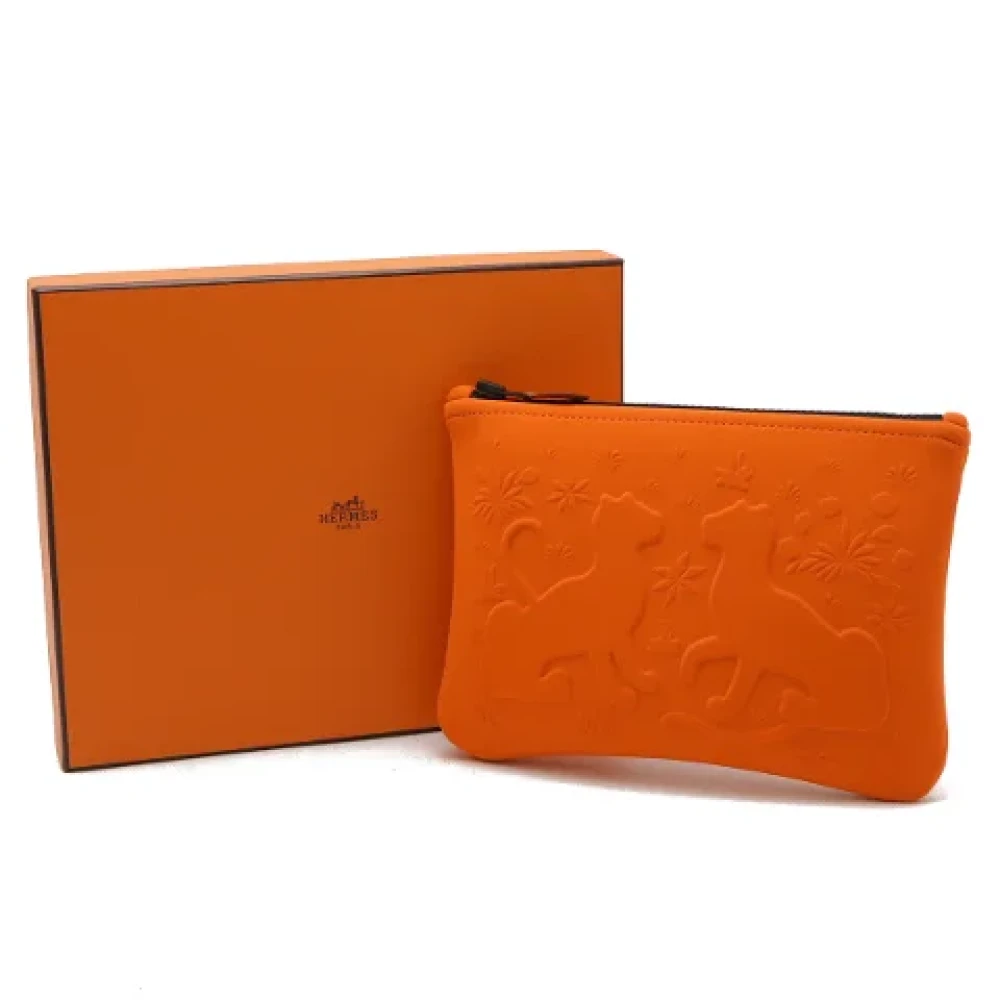 Hermès Vintage Pre-owned Canvas clutches Orange Dames