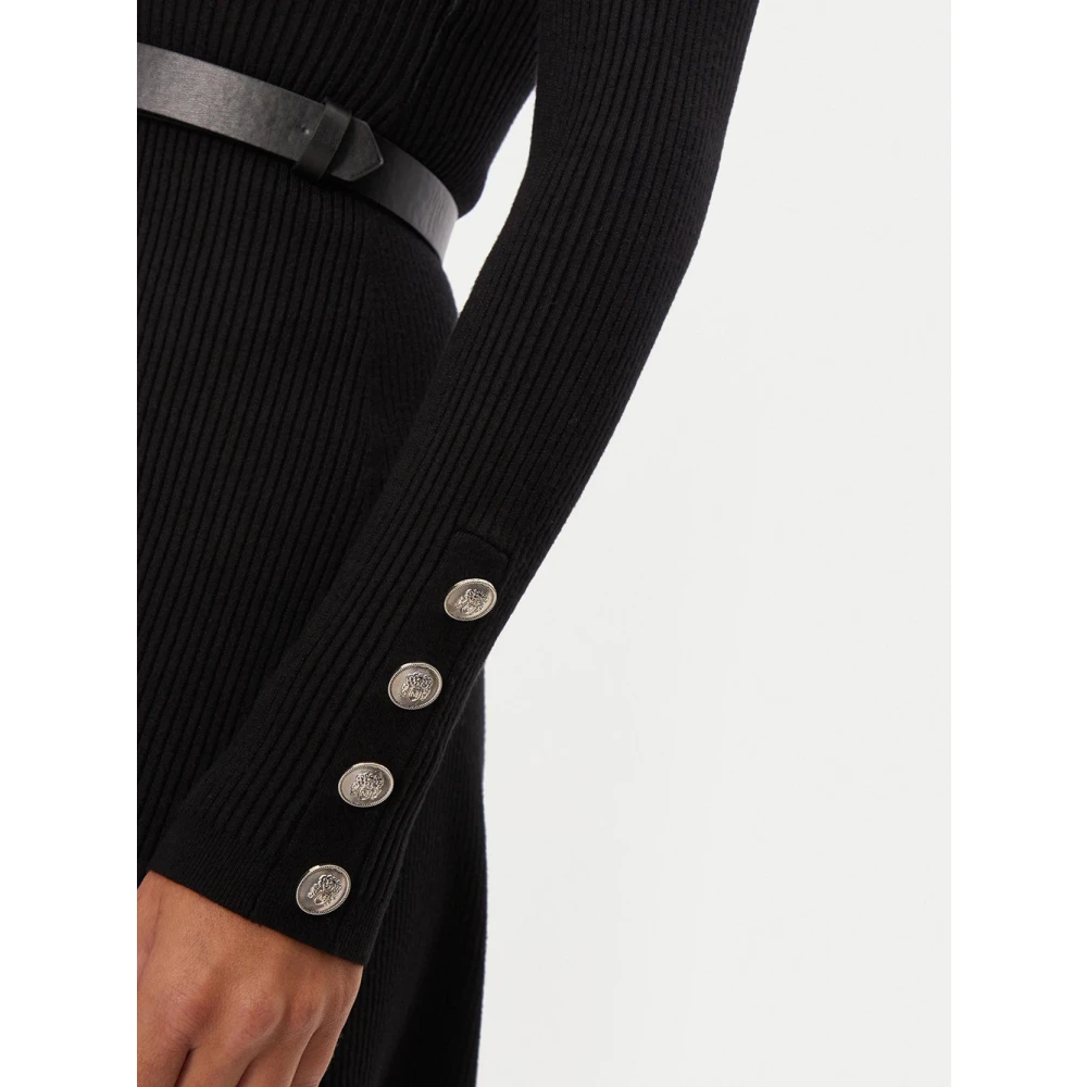 Guess Zwarte Geribbelde Luna Jurk Black Dames