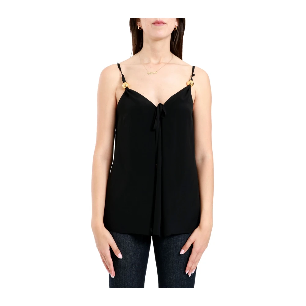 Simona Corsellini Zwarte Top met Strik Detail Black Dames