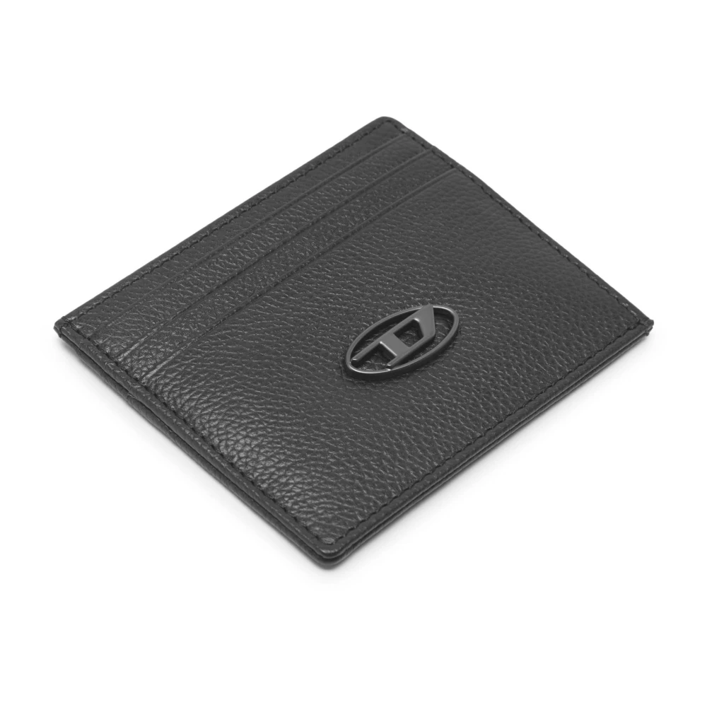 Diesel Card case in grained leather Black Heren