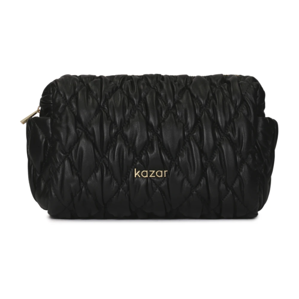 Kazar Zwarte leren make-uptas met quilten Black Heren