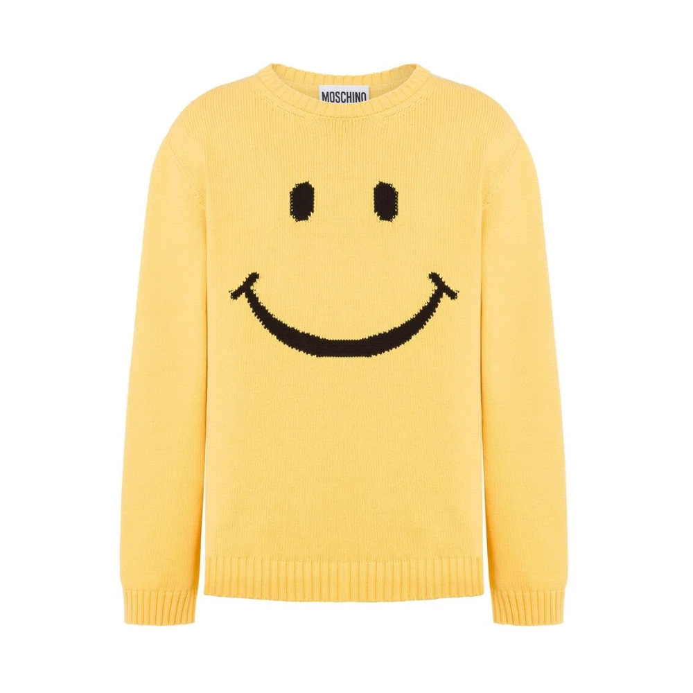Moschino Banaan Gele Gebreide Trui Yellow Heren