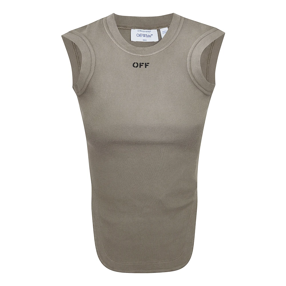 Off White Women's Gray Sleeveless Tops, Xs, Stamp Rib Kat Top