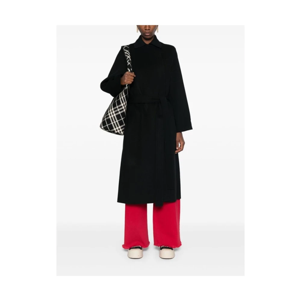 Kenzo Zwarte Wol-Kasjmier Jas Black Dames