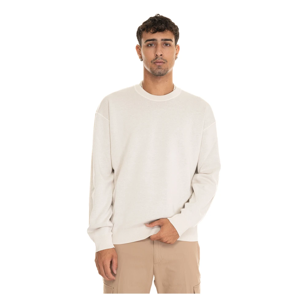 Boss Contrast Interieur Crewneck Sweatshirt Beige Heren
