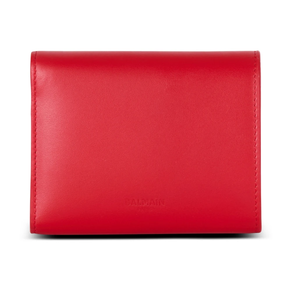 Balmain Gedrukte kalfsleren B-Buzz drievoudige portemonnee Red Dames