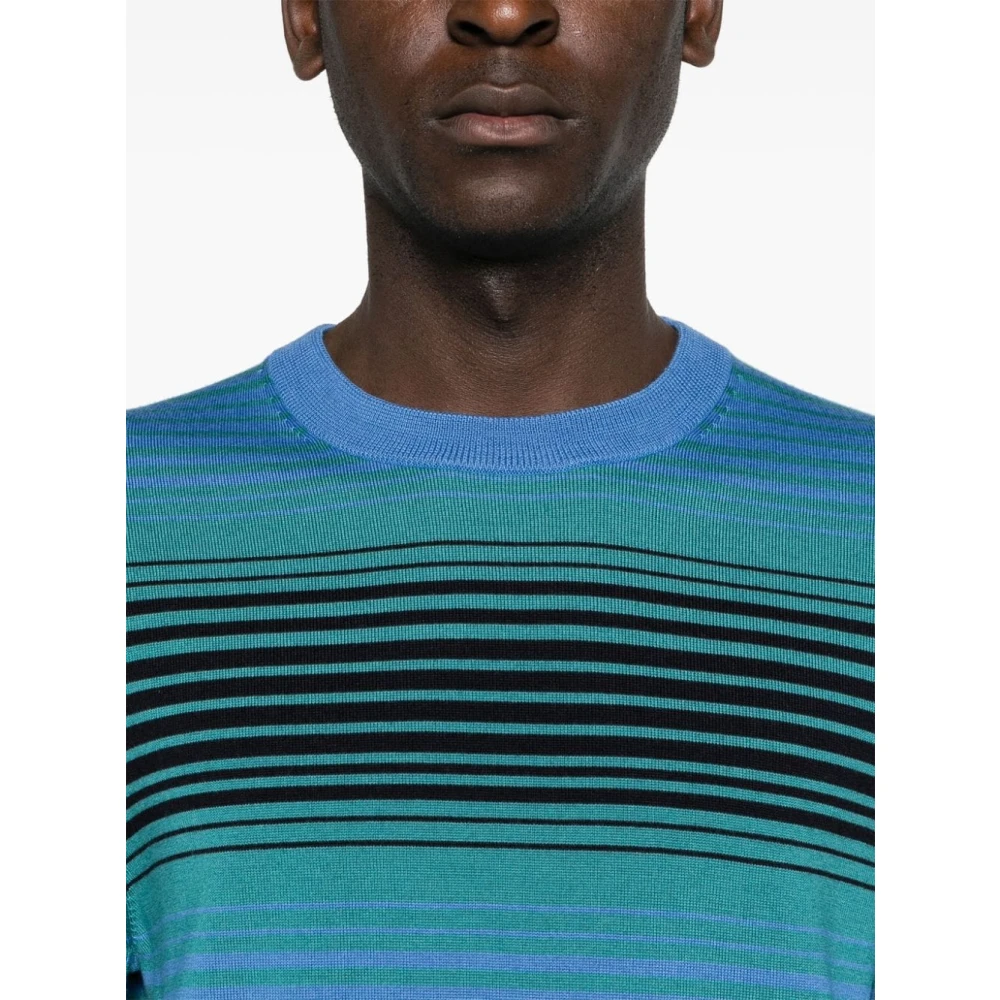 PS By Paul Smith Blauw Gestreepte Crewneck Sweater Blue Heren