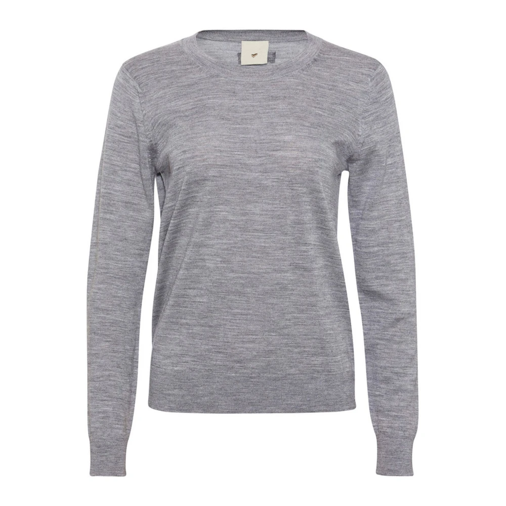 Heartmade Women's Gray Round-Neck Knitwear, S, Round-Neck Knitwear