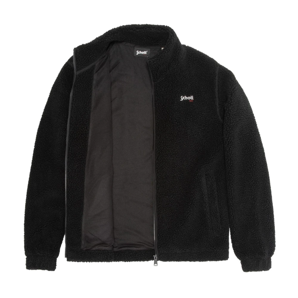 Schott NYC Zwarte Fleece Vest met rits Black Heren