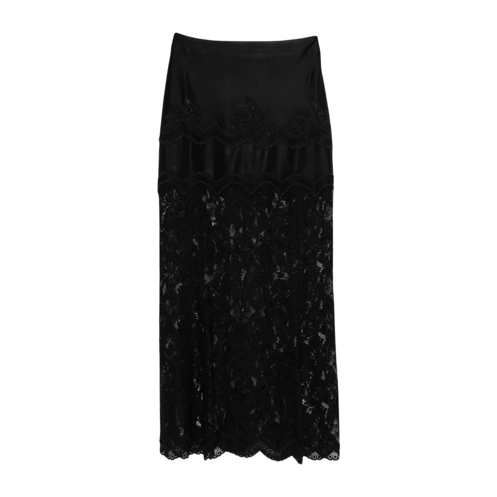 Rabanne Women's Black Midi Skirts, Xs, Midi Lace Skirt