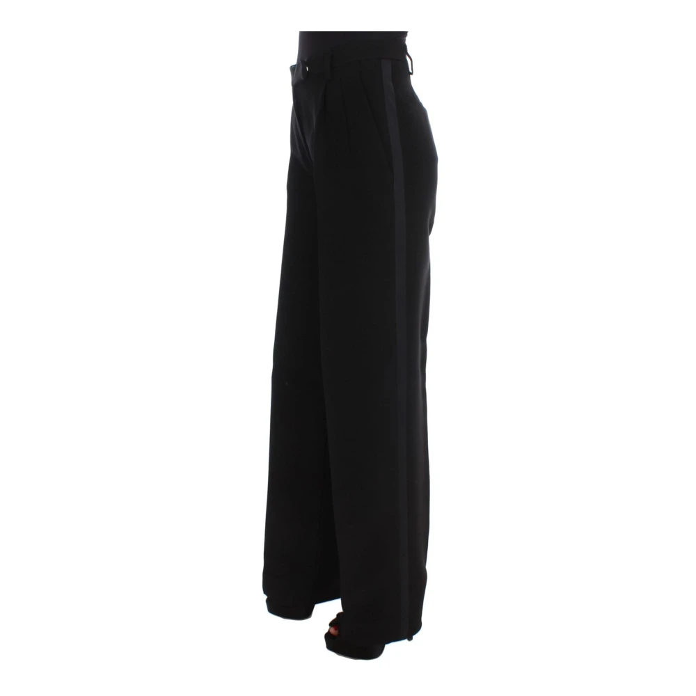 Ermanno Scervino Zwarte Gestreepte Wijde Broek Black Dames