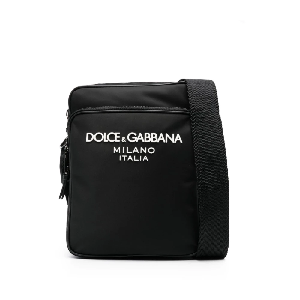 Dolce & Gabbana Zwarte Schoudertas met Ritsvak Black Heren