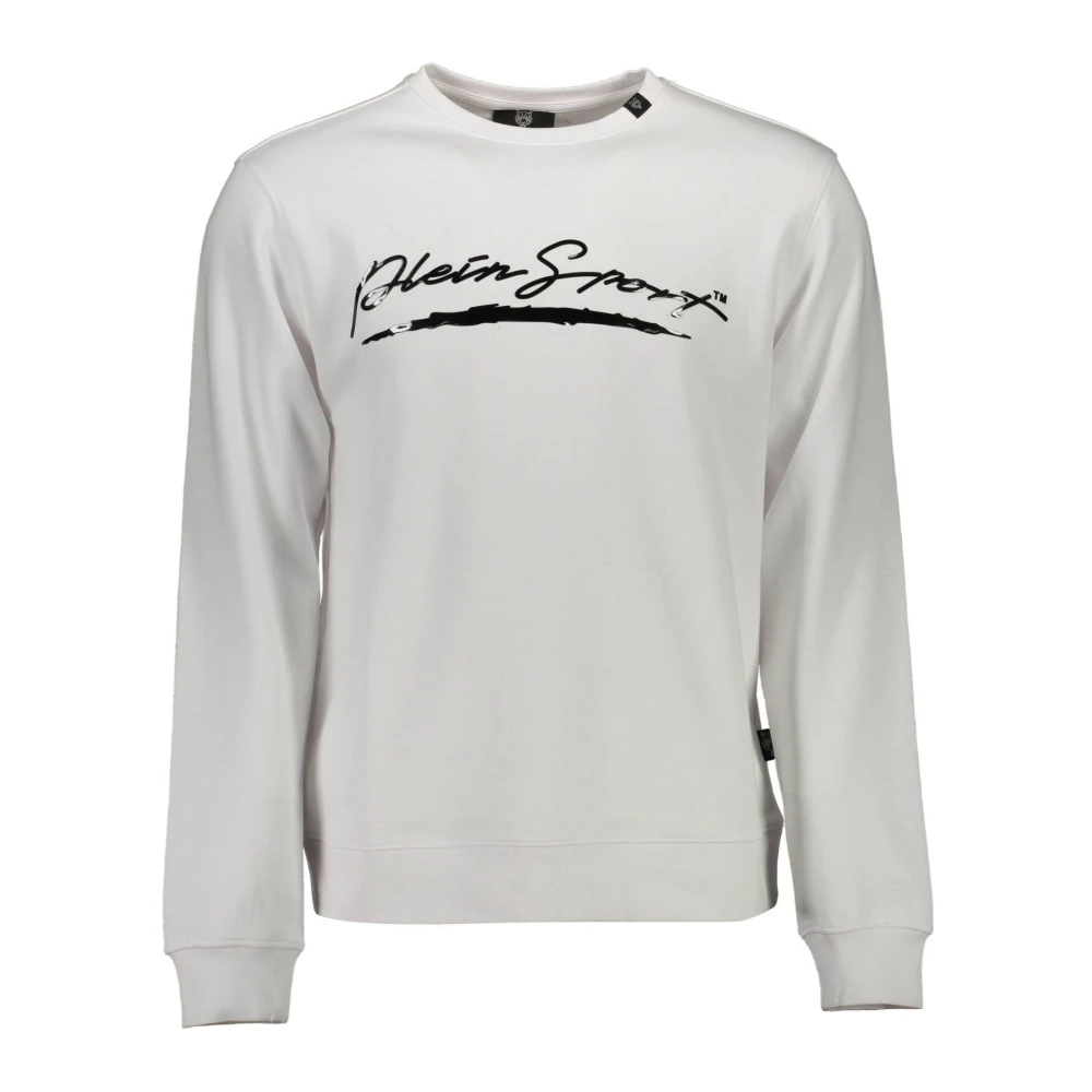 Plein Sport Men's White Long Sleeve Crewneck Sweatshirt Print - Long Sleeve Training Tops - L - Sport