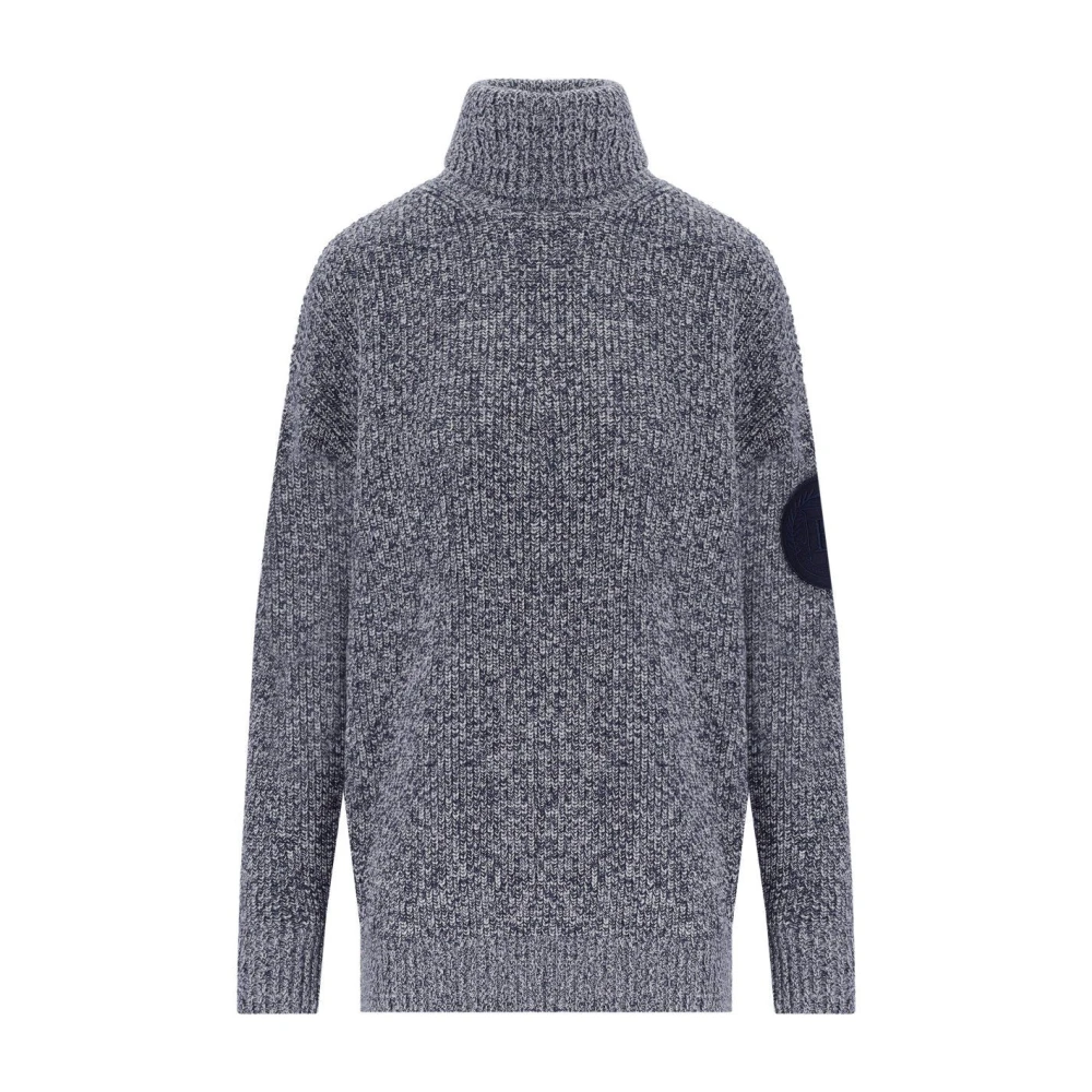 Elisabetta Franchi Gray Mouliné Viscose Turtleneck With Logo Patch - Female - Turtlenecks - S - Knitwear