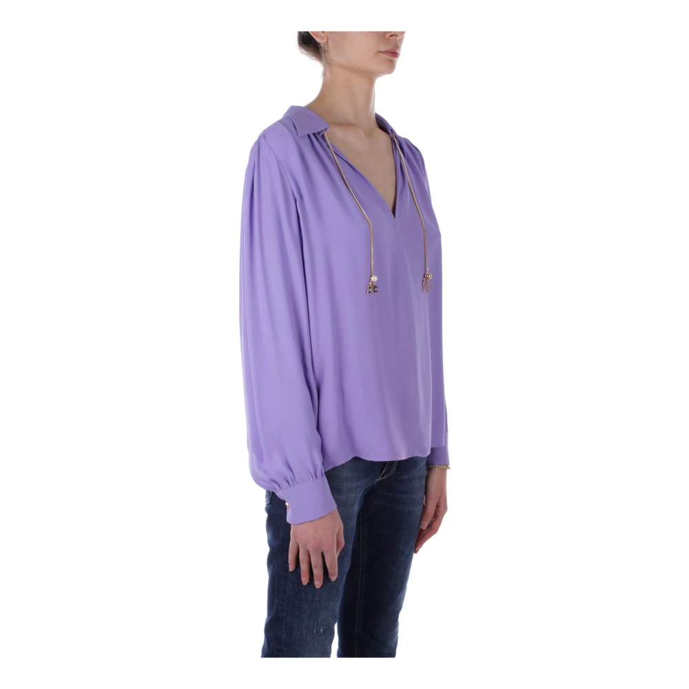 Elisabetta Franchi Pre Logo Ketting Hanger Blouse Purple Dames