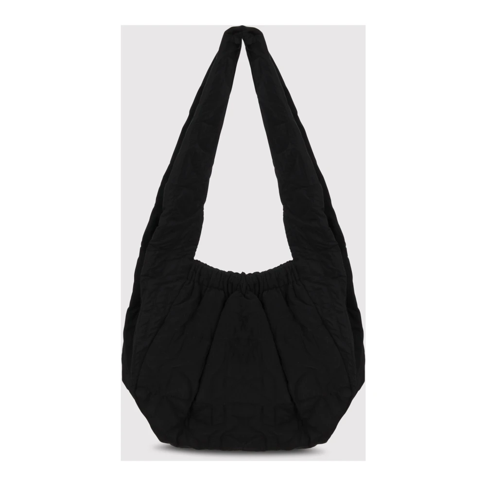 Patou Gouden Logo Schoudertas met Brede Banden Black Dames
