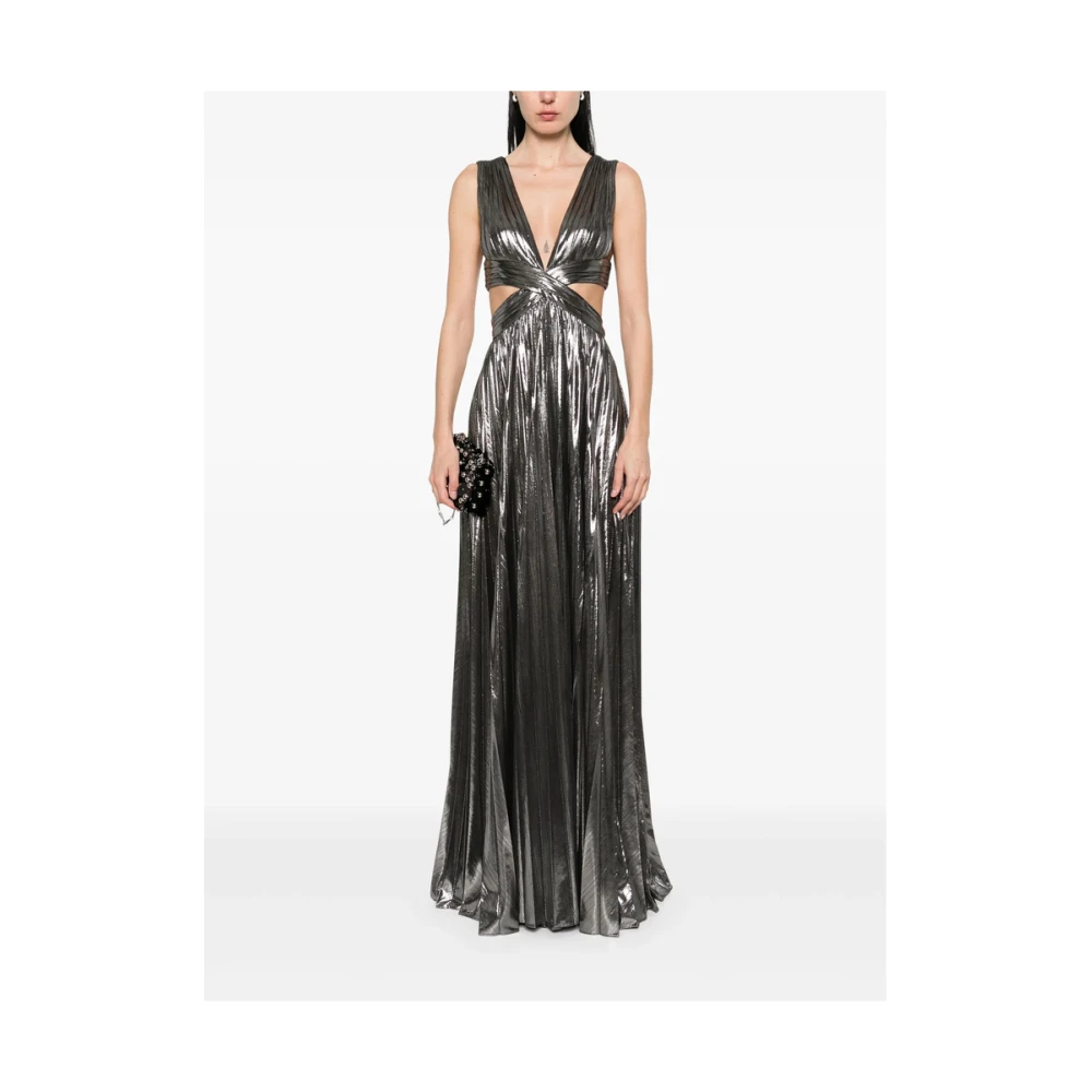Retrofête Grijs Geplooide V-Hals Jurk Gray Dames