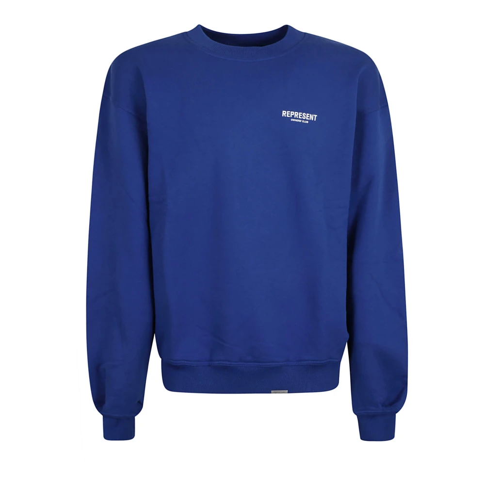 Represent Kobaltblauwe Sweatshirt Logo Print Crew Neck Blue