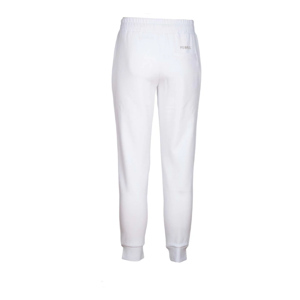 People of Shibuya Witte Katoenen Sweatpants met Grijze Details White Heren