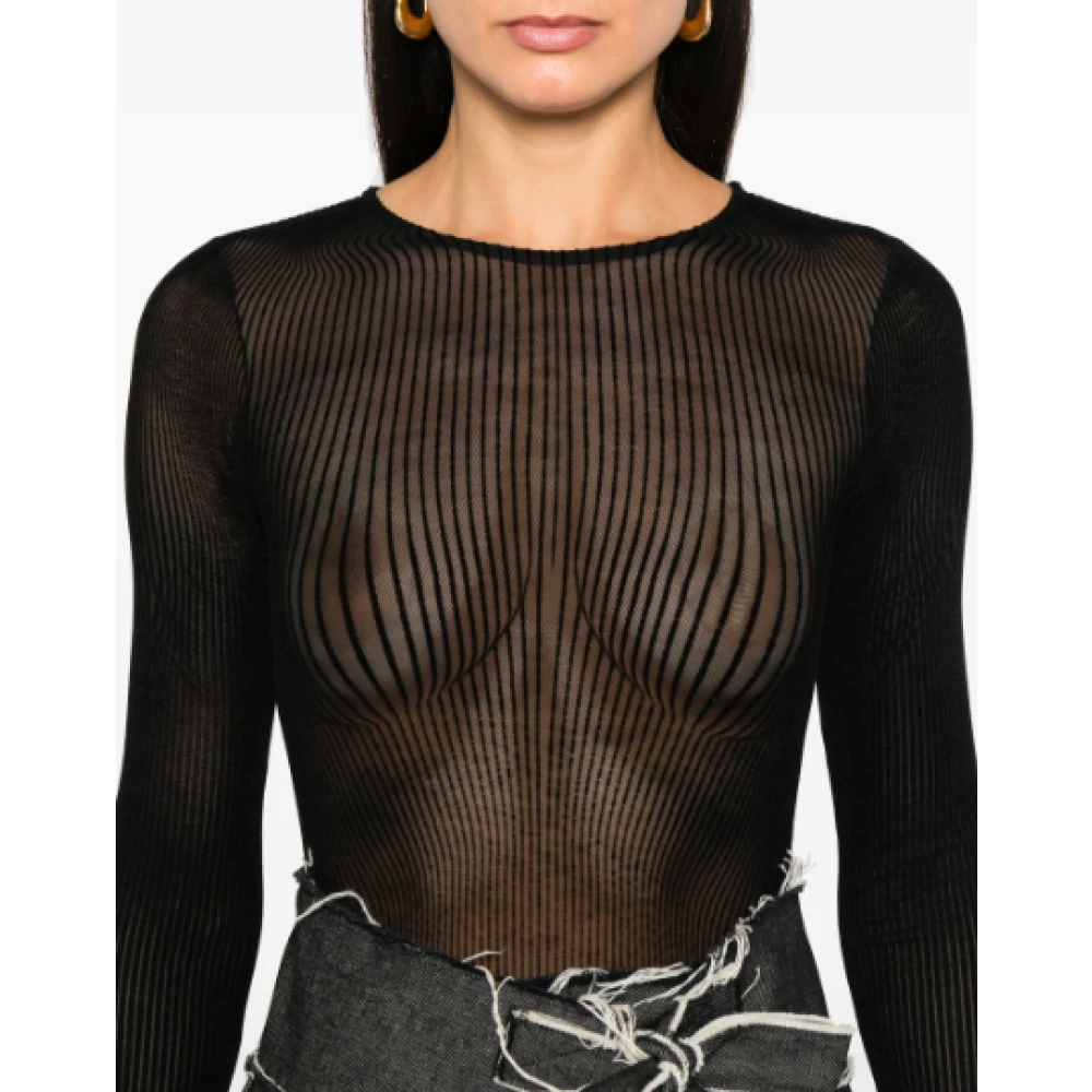 Jean Paul Gaultier Zwart Flocked Mesh Body Black Dames